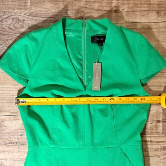 J Crew Dress Green Cap Sleeve V-Neck Sheath Size 6 - Picture 9 of 9